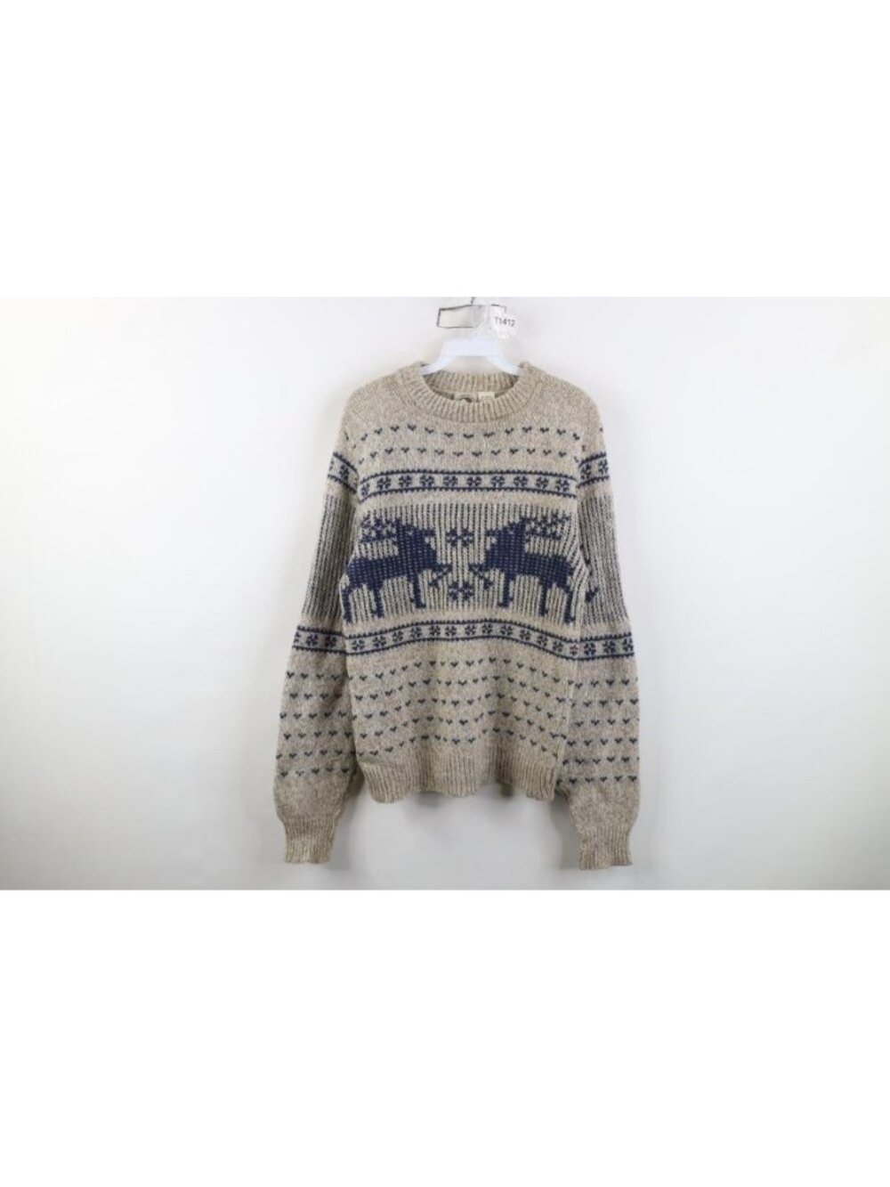 Vtg 90s Fair Isle Reindeer Snowflake Christmas Sweater Mens Size S Wool Blend US
